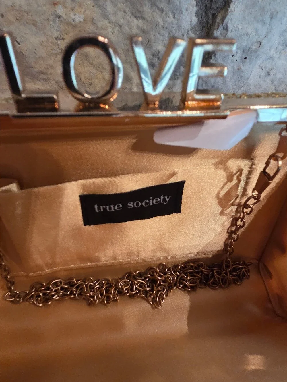 Gold Glitter LOVE Evening Clutch Bag Sparkly Bridal Purse Wedding Prom Handbag